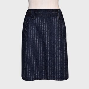 LOFT Navy Pinstripe A-Line Skirt